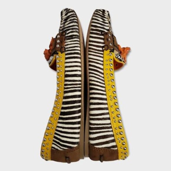 Sam Edelman Aurora Leather Zebra Animal Print Cow Hair Tassel Loafers Sz 7.5M - Picture 8 of 12